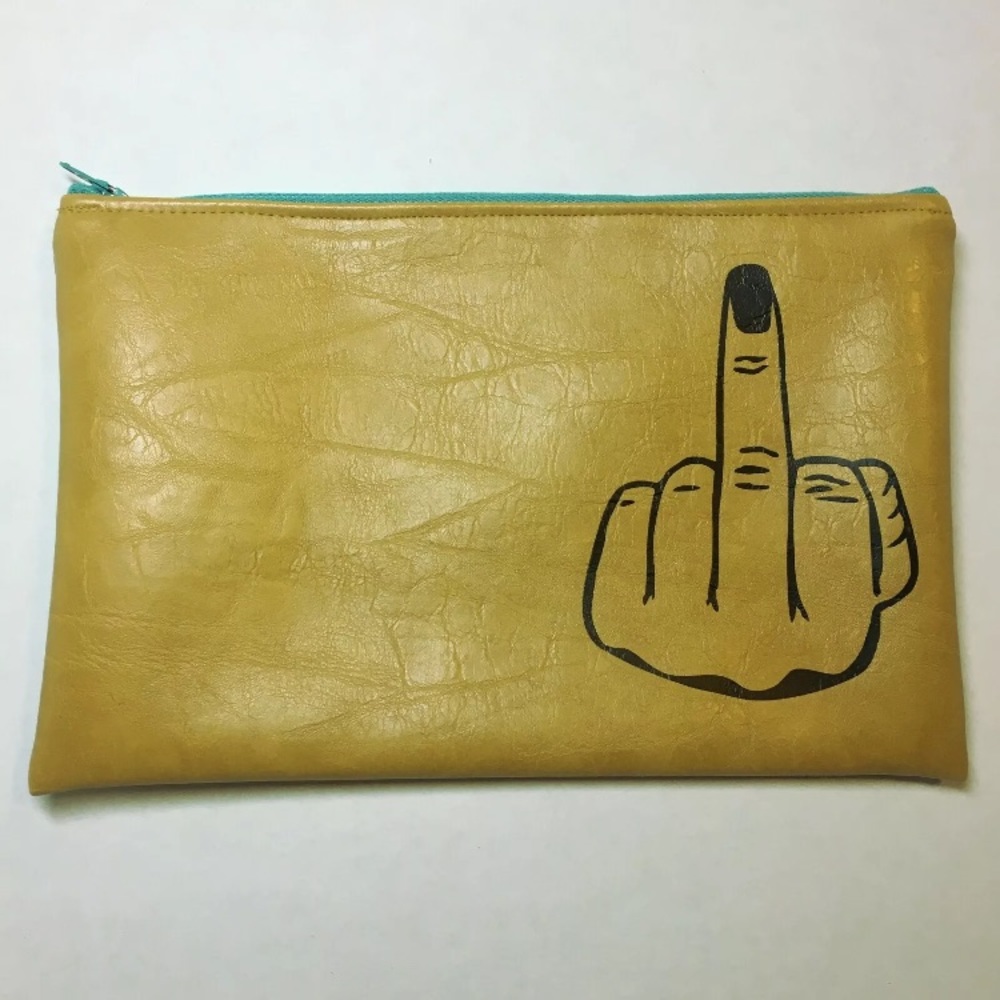 Clutch bag/pouch with funny middle finger gesture